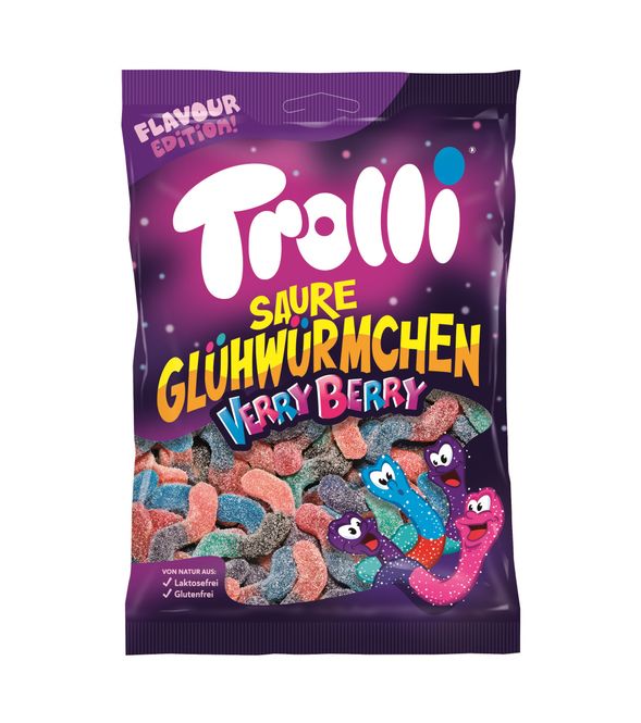 Hovedbilde Trolli Sour Glowworm Very Berry 200g